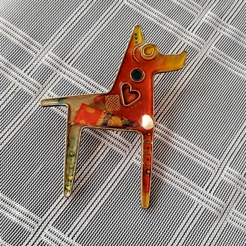 Unique Modern Contemporary Dog Brooch
